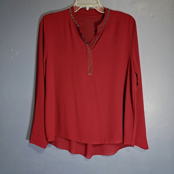 Burgundy Blouse size M/L (EUC) - Picture 2 of 6